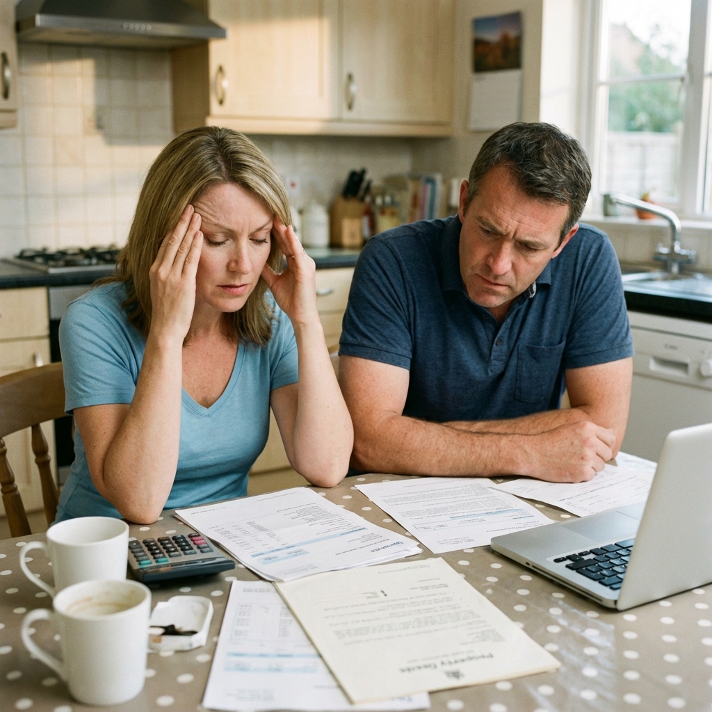 Person reviewing bills